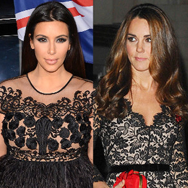 Kim Kardashian, Duchess Catherine, Kate Middleton, Black Lace Party Dress